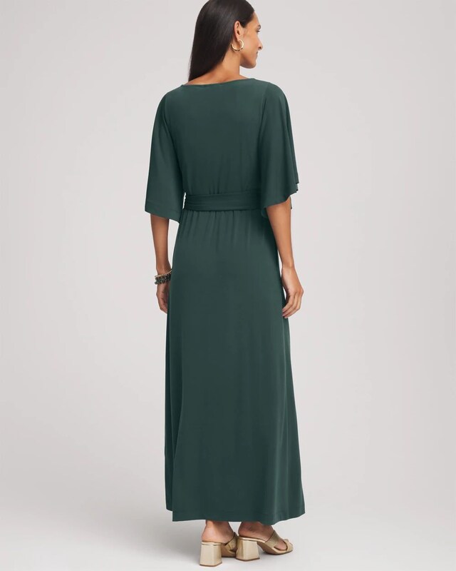 Belted Flutter-Sleeve Maxi Dress - image 3